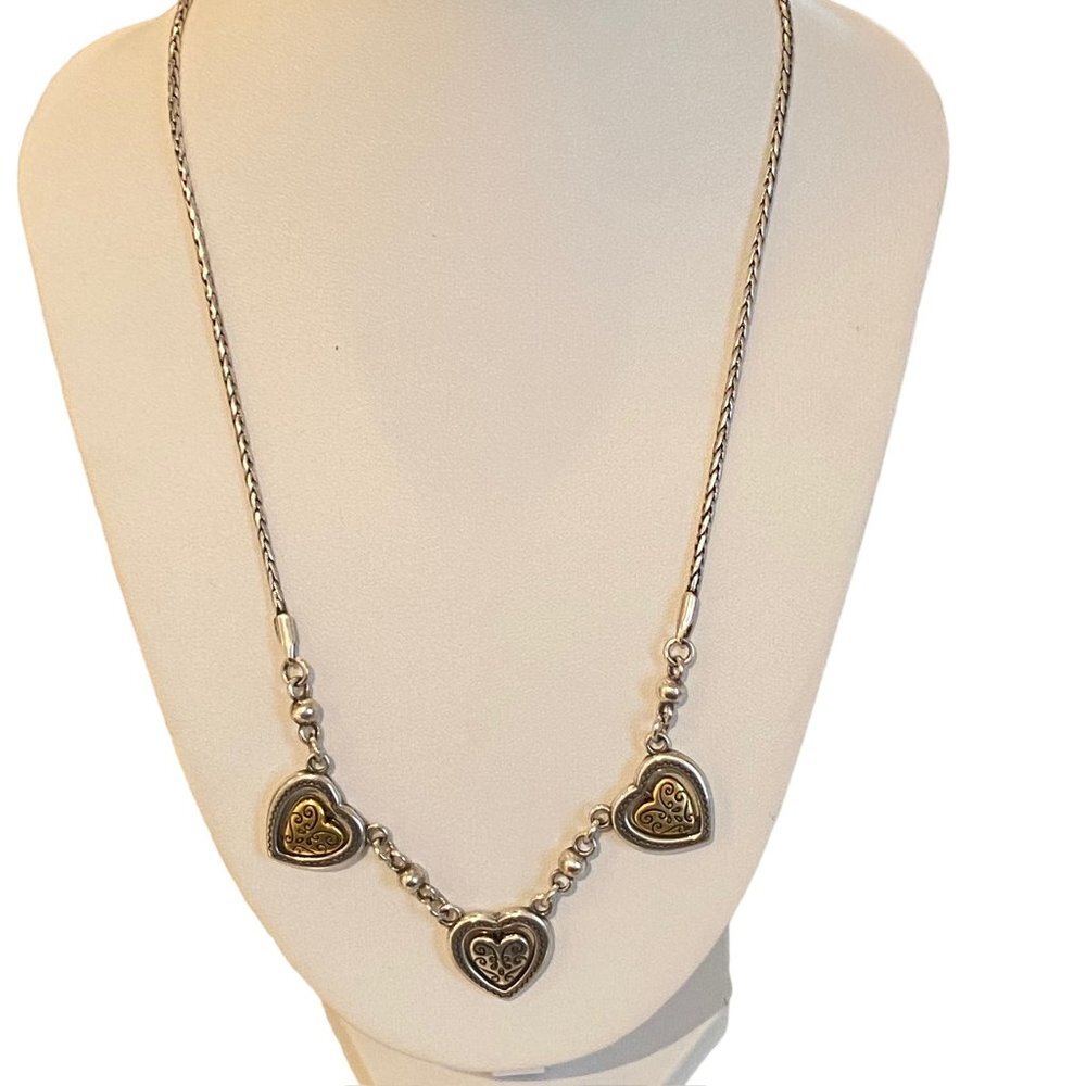RETIRED Brighton Rotating Gold & Silver Decorative Plated Hearts Necklace - Picture 4 of 10